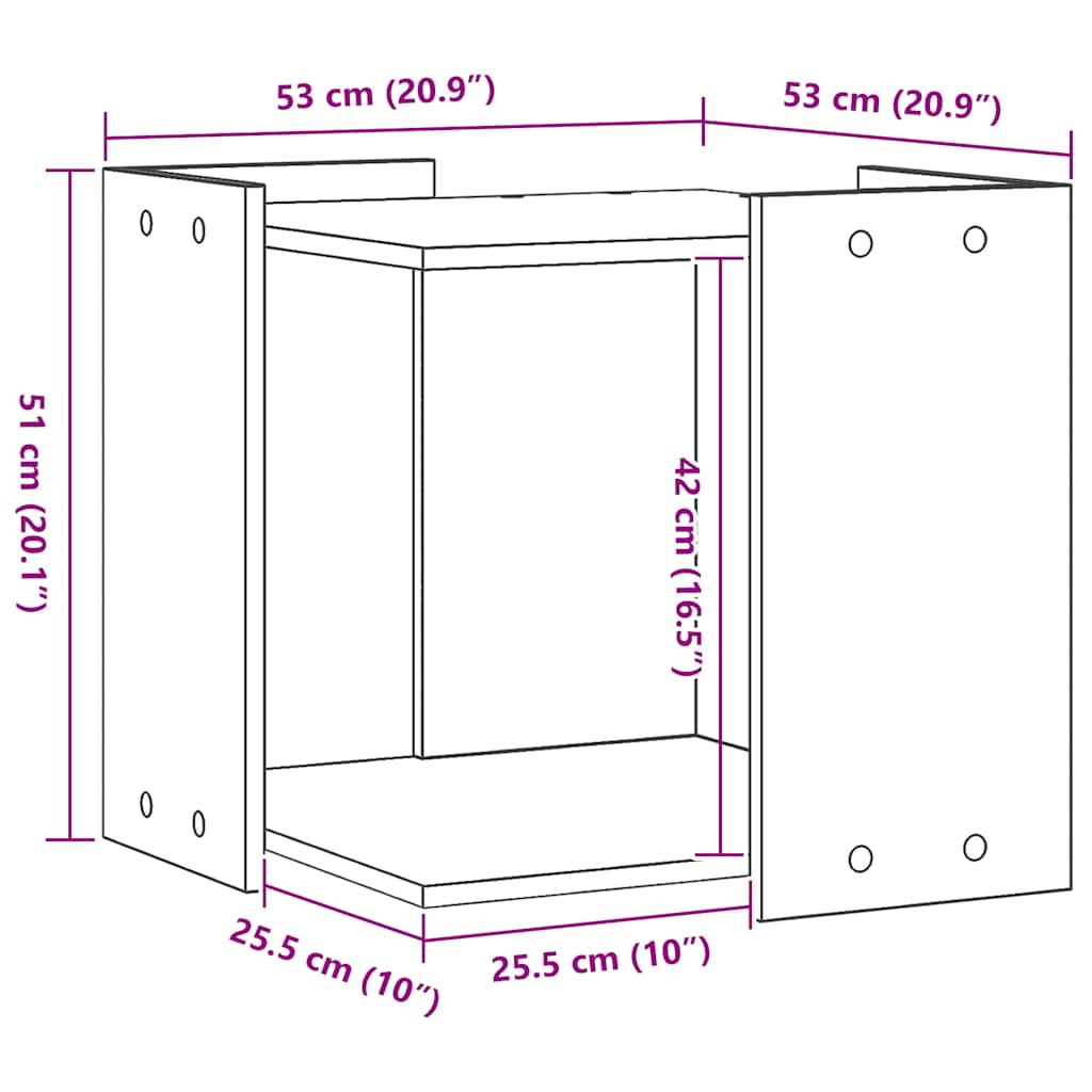 vidaXL Τουαλέτα Γάτας Περίφραξη Αρτισιανή Δρυς 53x53x51 εκ Επεξ. Ξύλο