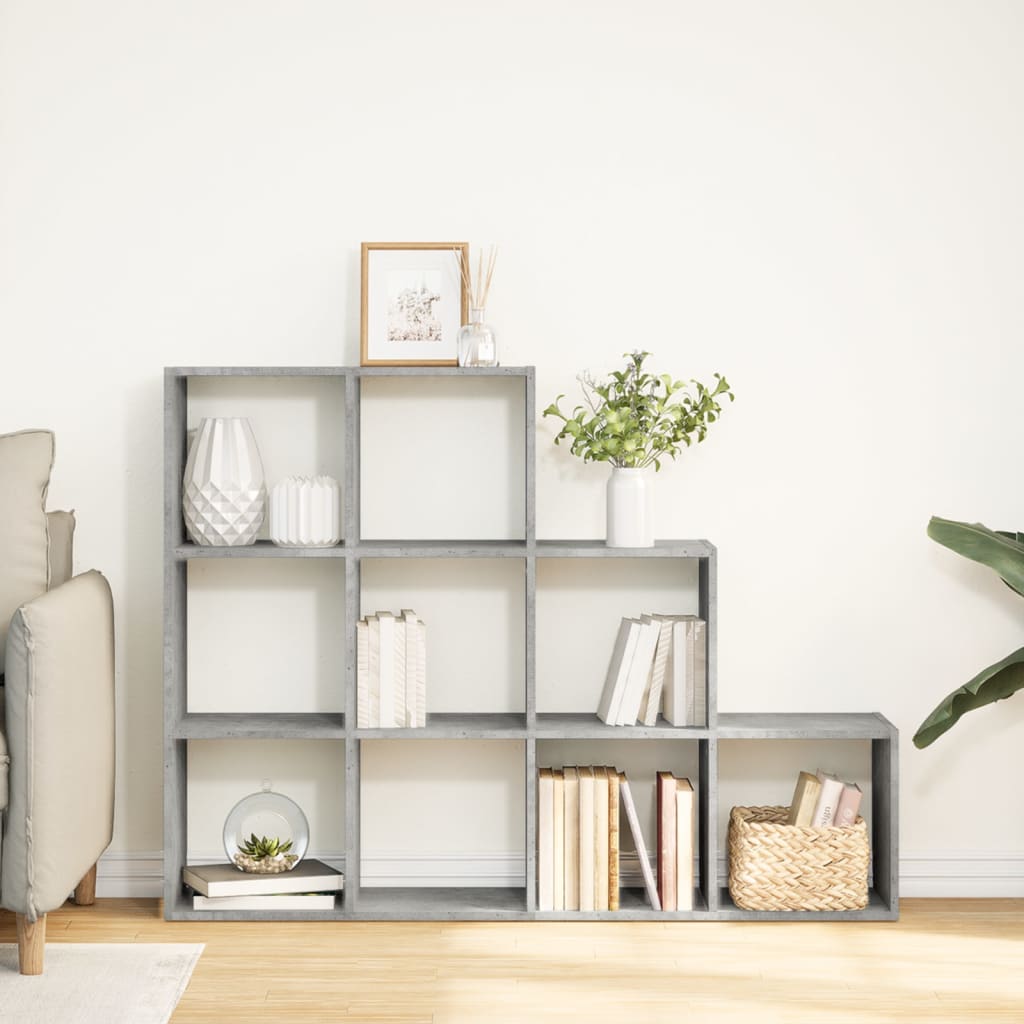 vidaXL Βιβλιοθήκη/Διαχωρ. Χώρου 3 Επ. Γκρι 137,5x29x103,5 εκ. Επ. Ξύλο