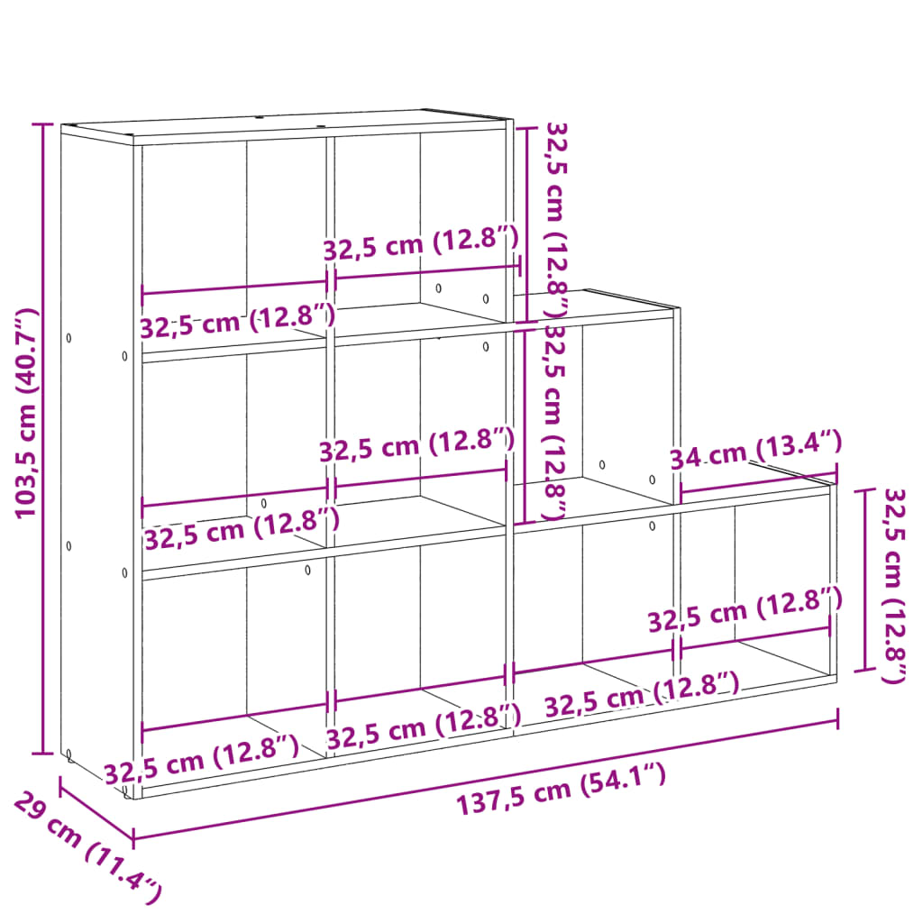 vidaXL Βιβλιοθήκη/Διαχωριστικό Χώρου 3 Επ. Γκρι 70x24x193εκ. Επ. Ξύλο