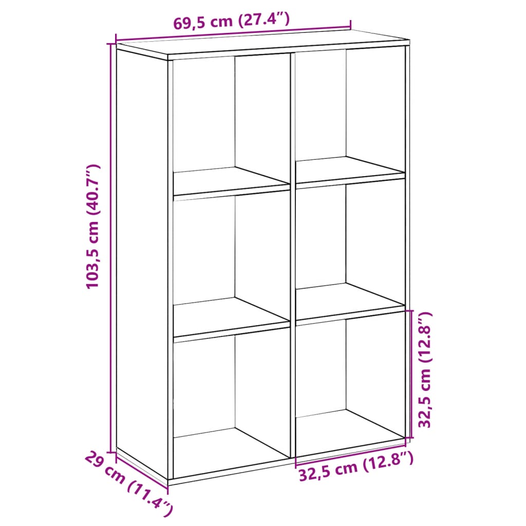 vidaXL Βιβλιοθήκη/Διαχωριστικό Χώρου Γκρι 69,5x29x103,5 εκ. Επεξ. Ξύλο