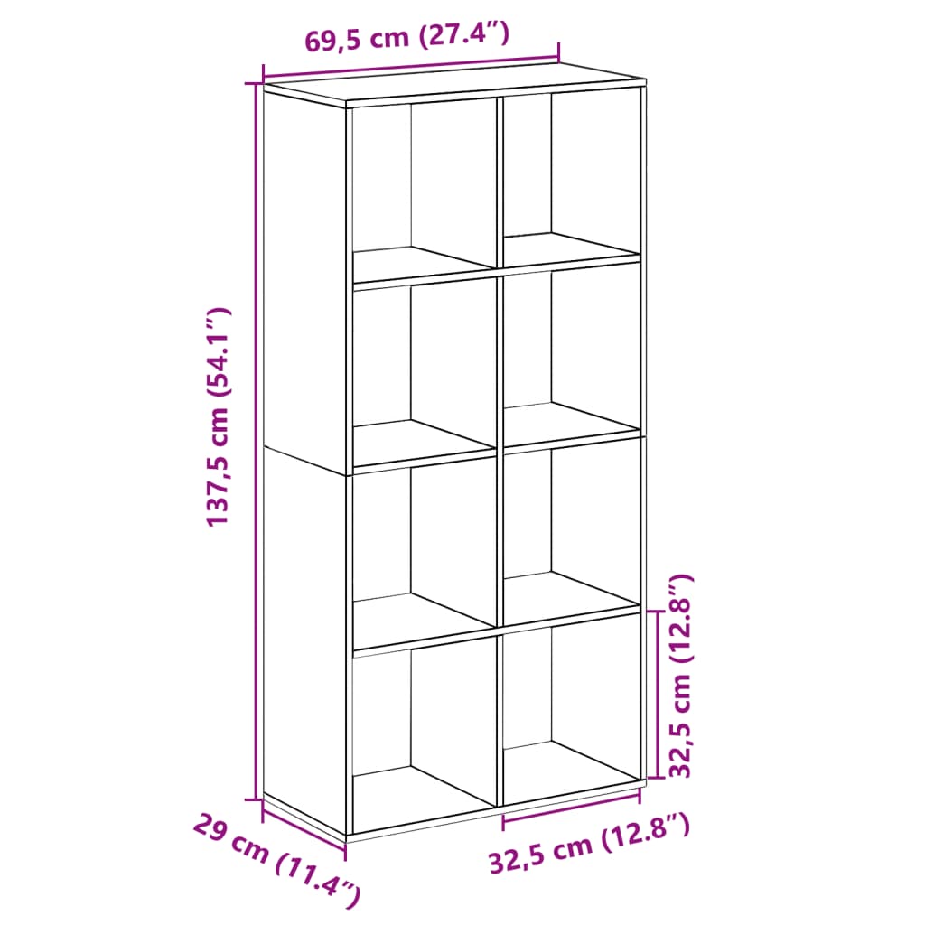 vidaXL Βιβλιοθήκη/Διαχωριστικό Χώρου Δρυς 69,5x29x137,5εκ. Επεξ. Ξύλο
