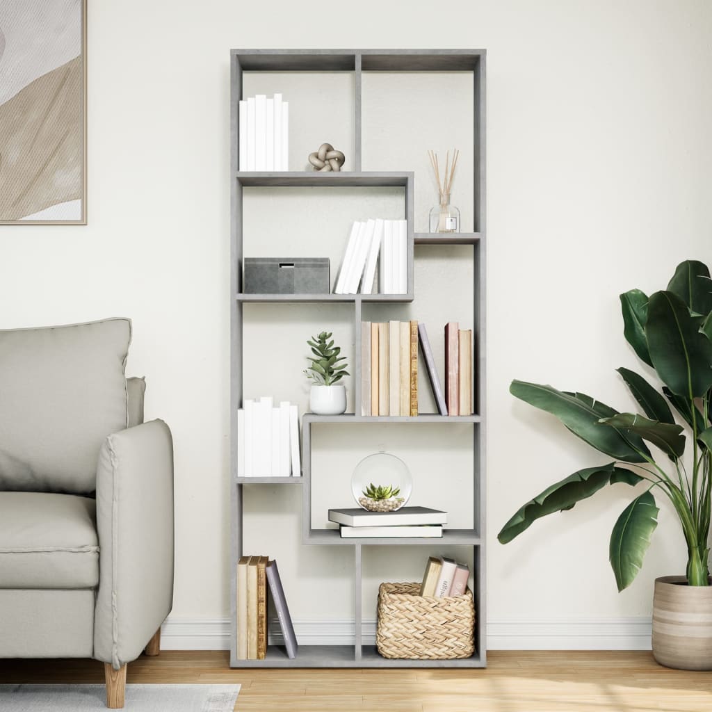vidaXL Βιβλιοθήκη/Διαχωριστικό Χώρου Γκρι 67x25x161,5 εκ. Επεξ. Ξύλο