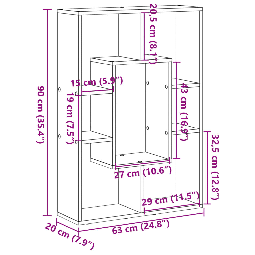 vidaXL Βιβλιοθήκη Sonoma Δρυς 63x20x90 εκ. από Επεξεργασμένο Ξύλο