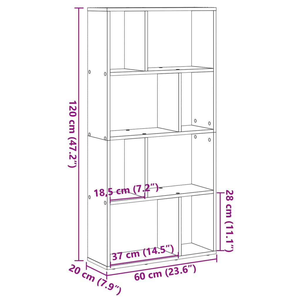 vidaXL Βιβλιοθήκη Μαύρη 60x20x120 εκ. από Επεξεργασμένο Ξύλο