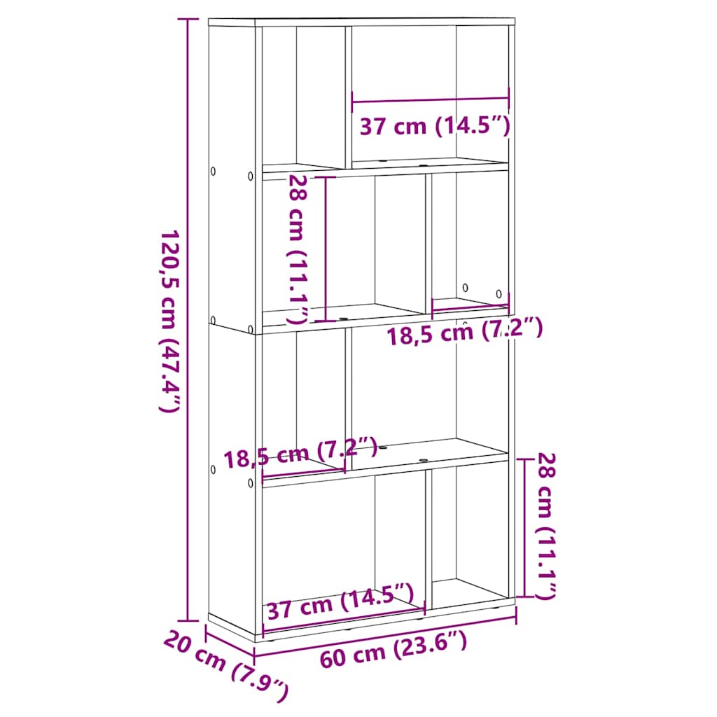 vidaXL Βιβλιοθήκη Sonoma Δρυς 60x20x120,5 εκ. από Επεξεργασμένο Ξύλο