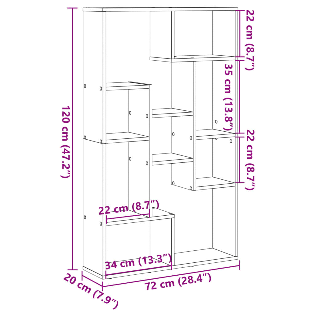vidaXL Βιβλιοθήκη Sonoma Δρυς 72x20x120 εκ. από Επεξεργασμένο Ξύλο