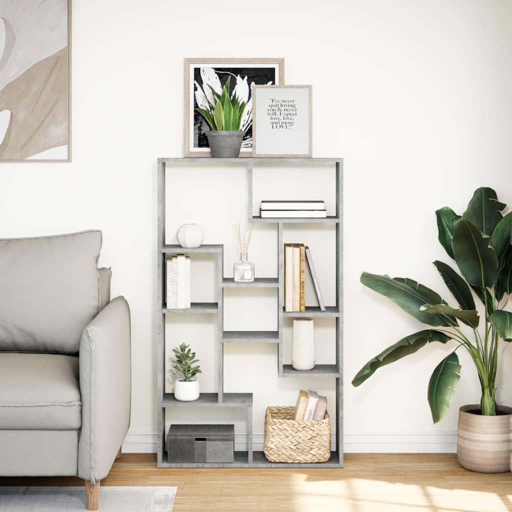 vidaXL Βιβλιοθήκη Γκρι Σκυροδέματος 72x20x120 εκ. Επεξεργ. Ξύλο