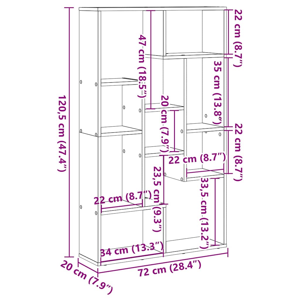 vidaXL Βιβλιοθήκη Καπνιστή Δρυς 72x20x120,5 εκ. από Επεξεργασμένο Ξύλο