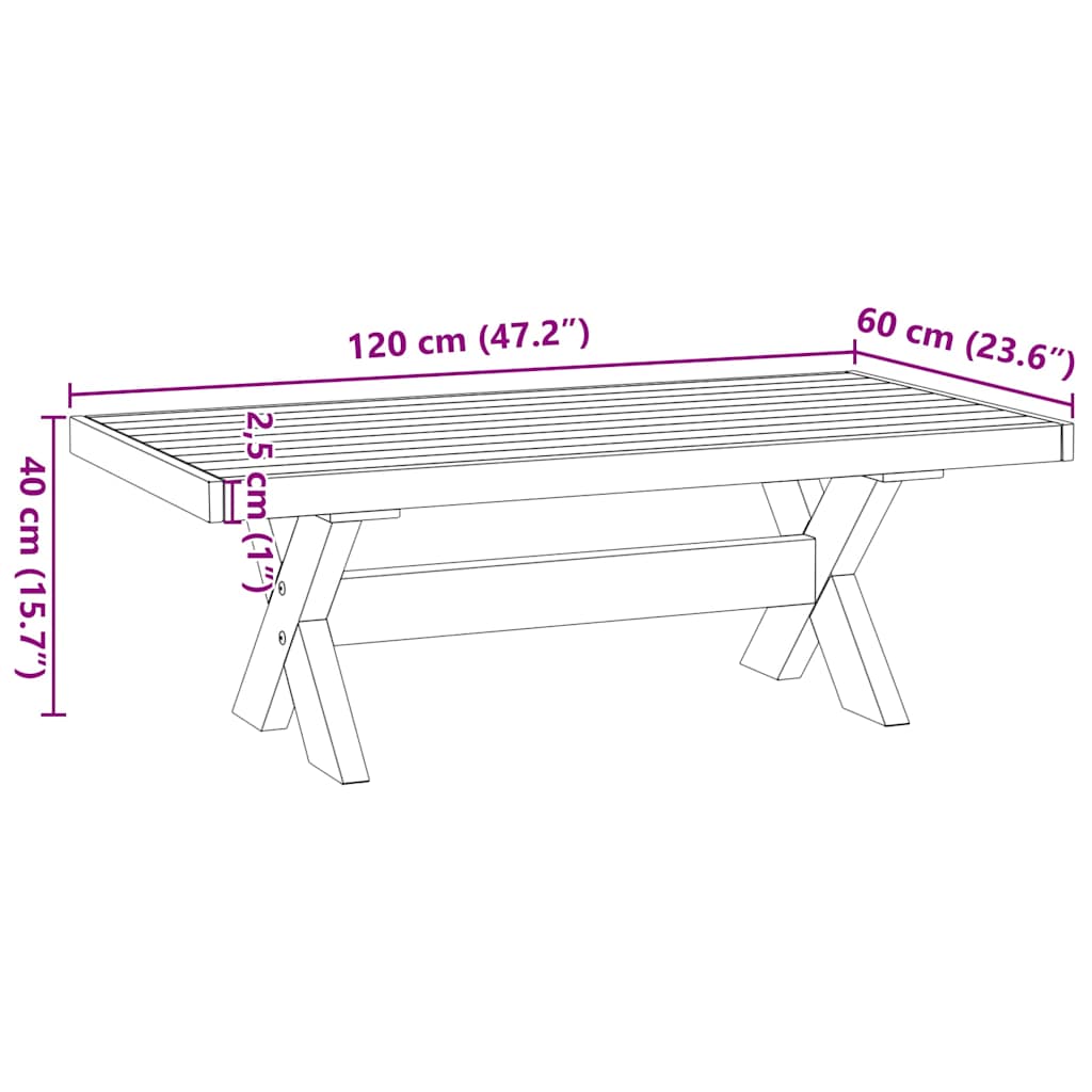 vidaXL Τραπεζάκι σαλονιού NOAIN με πόδια σχήματος X 120x60x40 cm