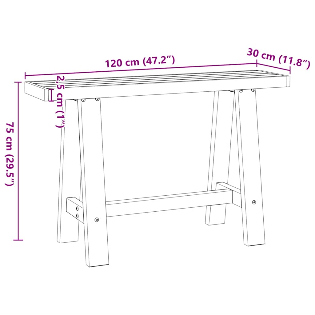vidaXL Τραπέζι κονσόλας NOAIN με πόδια σχήματος Α 120x30x75 cm