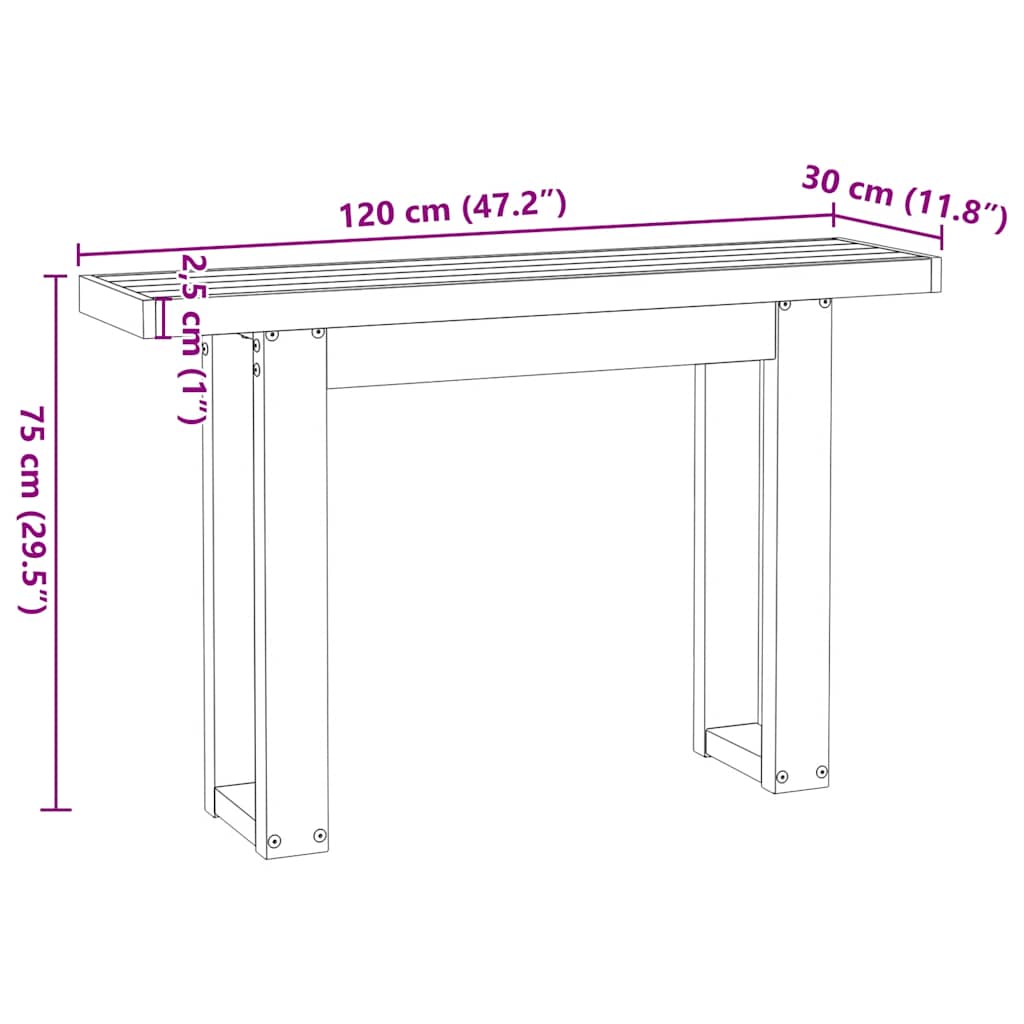vidaXL Τραπέζι κονσόλας NOAIN με πόδια σχήματος U 120x30x75 cm