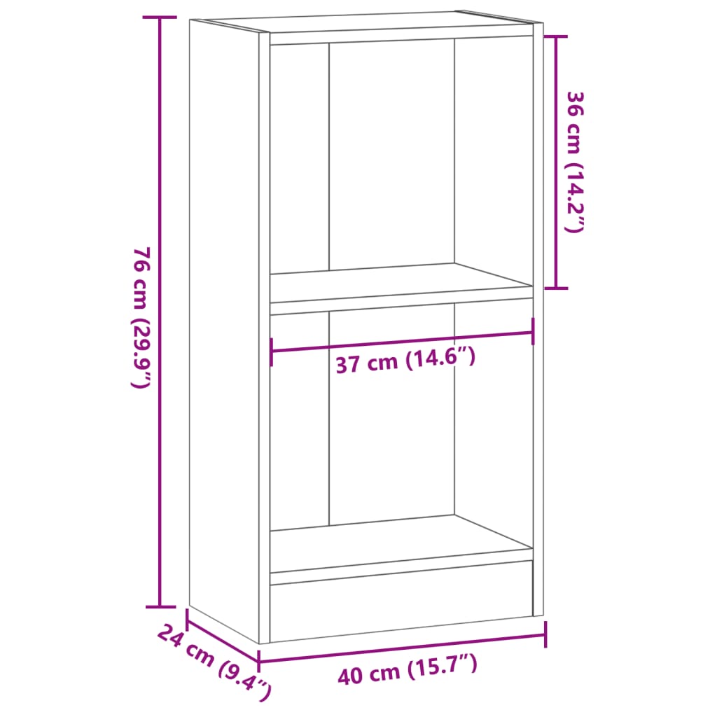 vidaXL Βιβλιοθήκη Καπνιστή Δρυς 40x24x76 εκ. από Επεξεργασμένο Ξύλο