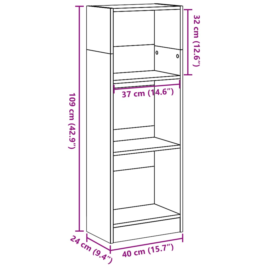 vidaXL Βιβλιοθήκη Καφέ Δρυς 40x24x109 εκ. από Επεξεργασμένο Ξύλο