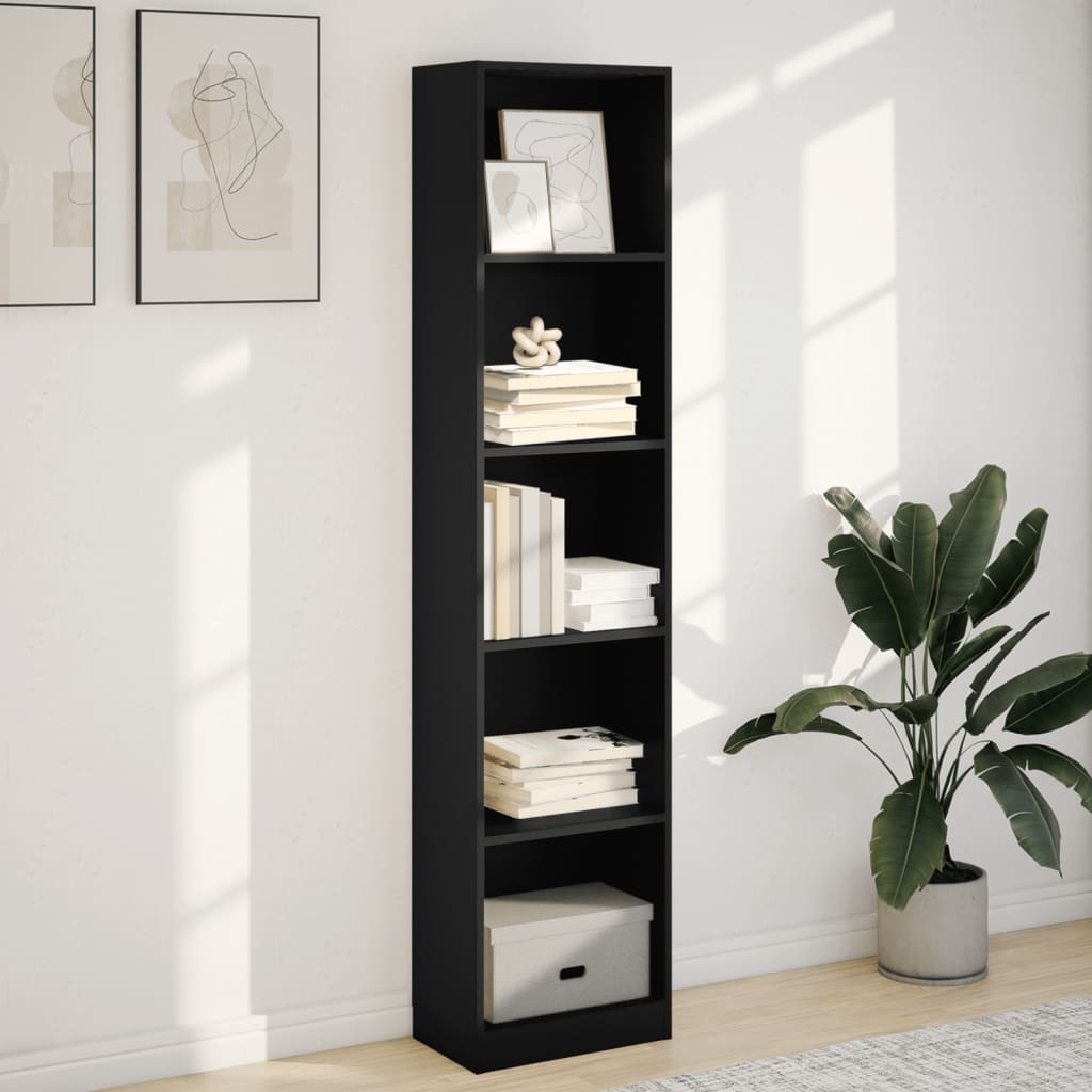 vidaXL Βιβλιοθήκη Μαύρη 40x24x176 εκ. από Επεξεργασμένο Ξύλο