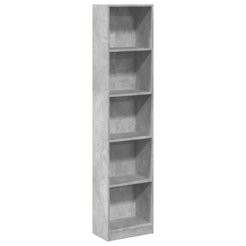 vidaXL Βιβλιοθήκη Γκρι Σκυροδέματος 40x24x176 εκ. Επεξεργ. Ξύλο