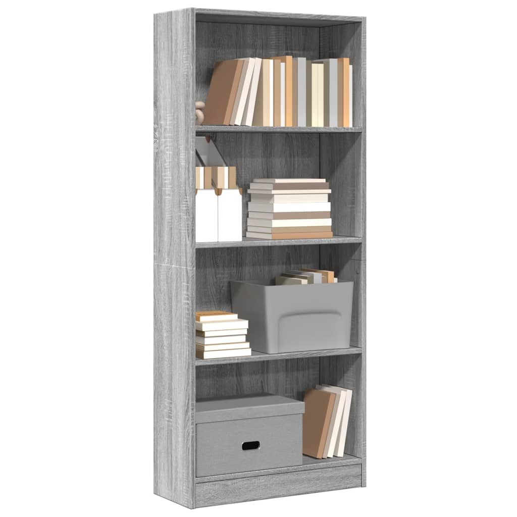 vidaXL Βιβλιοθήκη Γκρι Sonoma 60x24x143 εκ. από Επεξεργ. Ξύλο