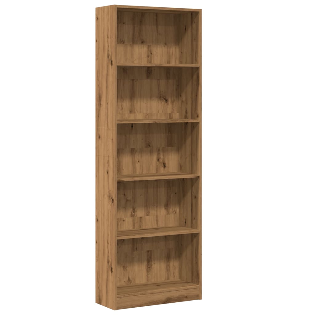 vidaXL Βιβλιοθήκη Αρτισιανή Δρυς 60x24x176 εκ. από Επεξεργασμένο Ξύλο