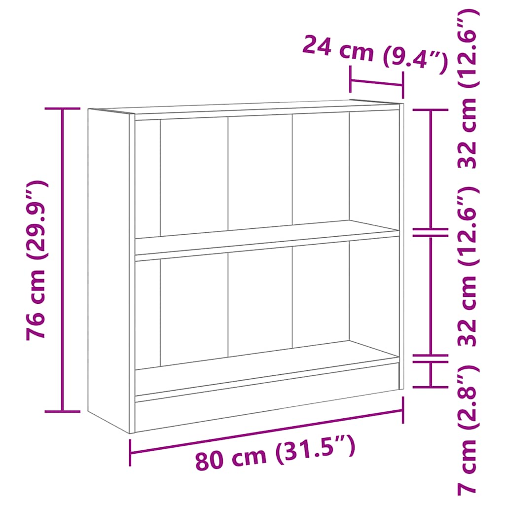 vidaXL Βιβλιοθήκη Γκρι Sonoma 80x24x76 εκ. από Επεξεργασμένο Ξύλο