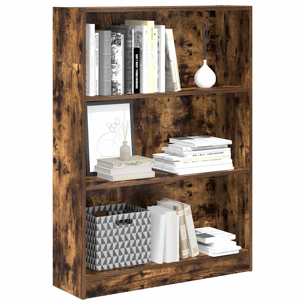 vidaXL Βιβλιοθήκη Καπνιστή Δρυς 80x24x109 εκ. από Επεξεργασμένο Ξύλο