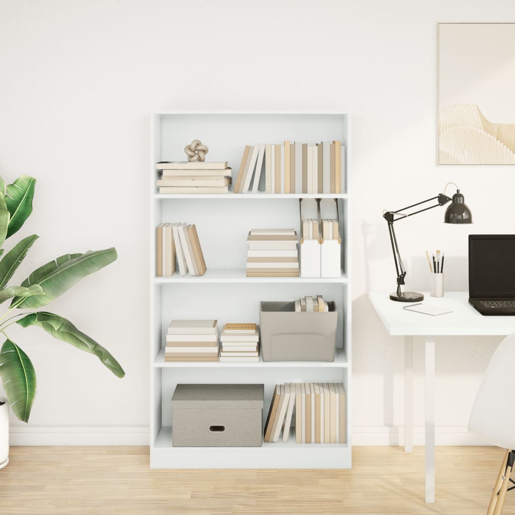 vidaXL Βιβλιοθήκη Λευκή 80x24x143 εκ. από Επεξεργασμένο Ξύλο