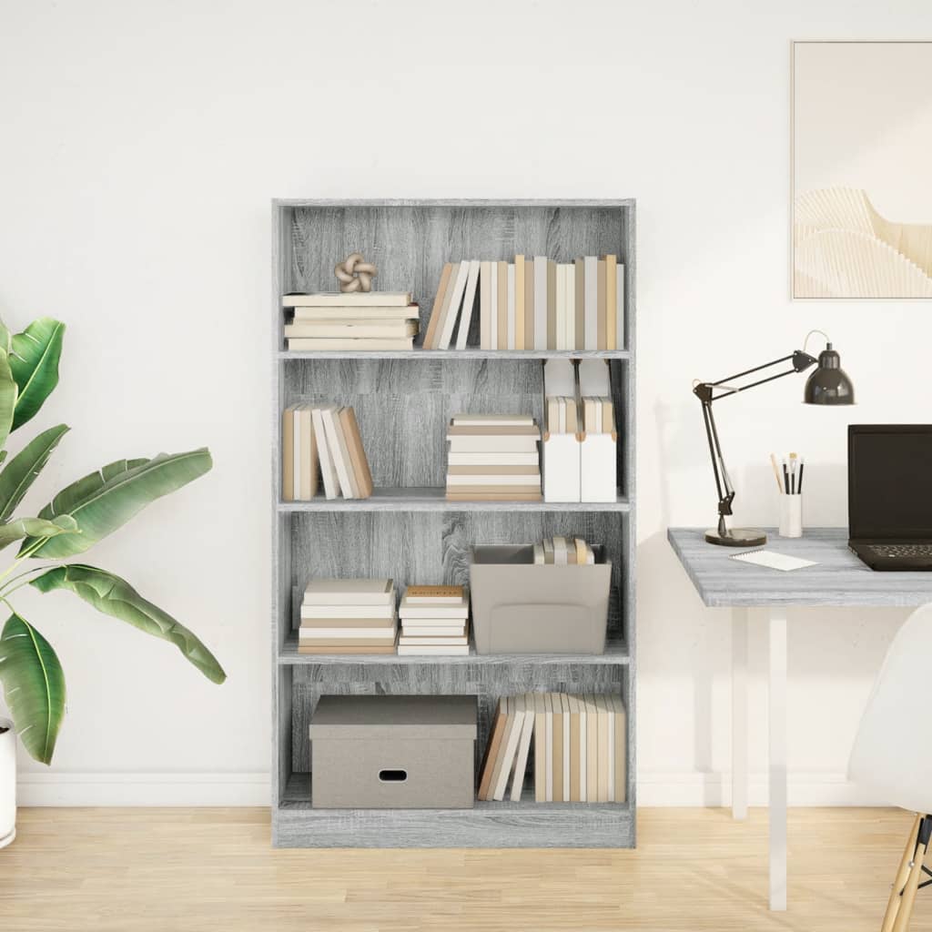 vidaXL Βιβλιοθήκη Γκρι Sonoma 80x24x143 εκ. από Επεξεργασμένο Ξύλο