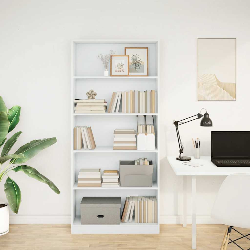 vidaXL Βιβλιοθήκη Λευκή 80x24x176 εκ. από Επεξεργασμένο Ξύλο