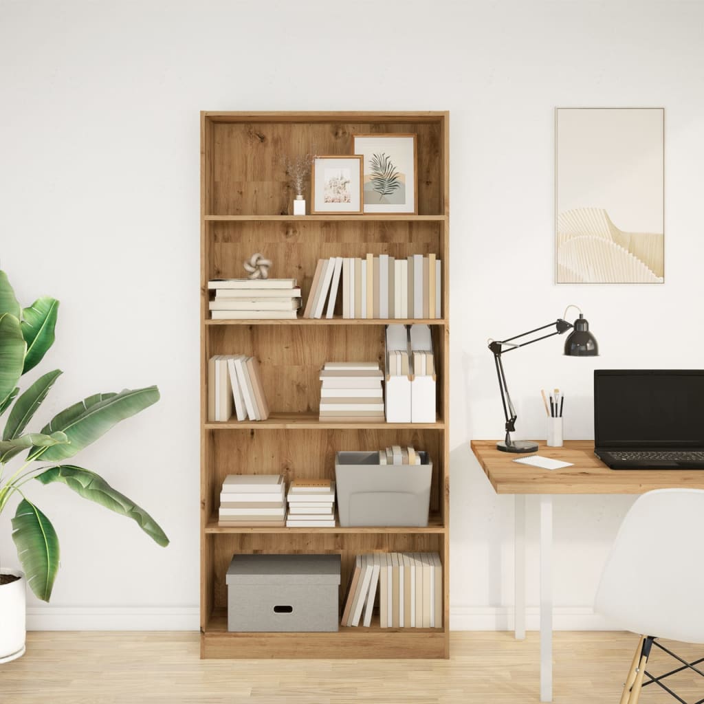vidaXL Βιβλιοθήκη Αρτισιανή Δρυς 80x24x176 εκ. από Επεξεργασμένο Ξύλο