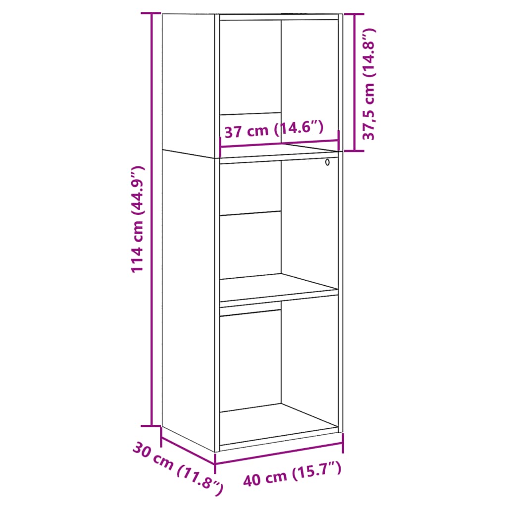 vidaXL Βιβλιοθήκη Γκρι Sonoma 40x30x114 εκ. από Επεξεργασμένο Ξύλο