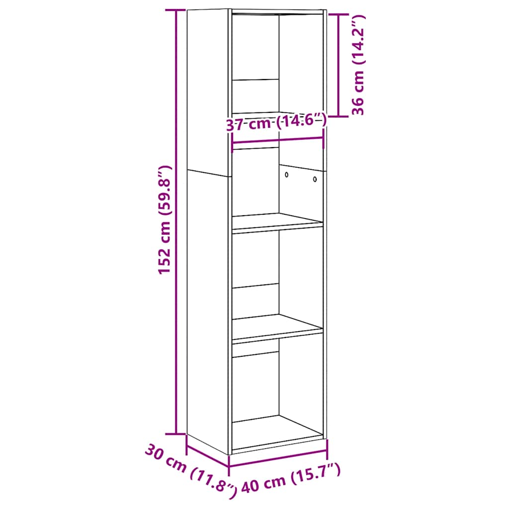 vidaXL Βιβλιοθήκη Όψη Παλαιού Ξύλου 40x30x152 εκ. Επεξεργασμένο Ξύλο