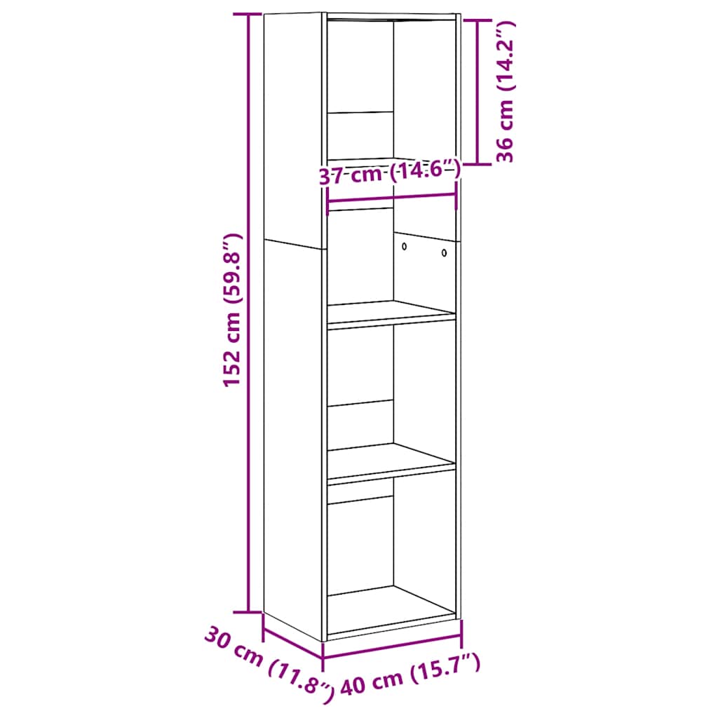 vidaXL Βιβλιοθήκη Αρτισιανή Δρυς 40x30x152 εκ. από Επεξεργασμένο Ξύλο