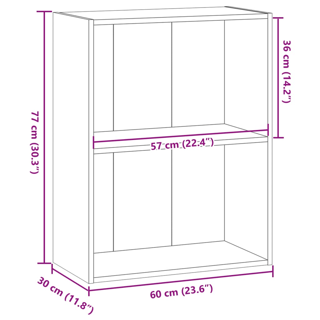 vidaXL Βιβλιοθήκη Γκρι Sonoma 60x30x77 εκ. από Επεξεργ. Ξύλο