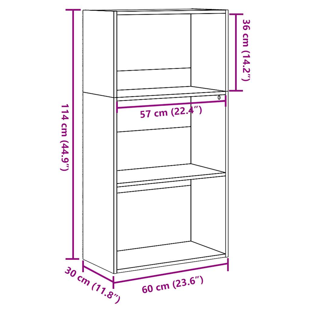 vidaXL Βιβλιοθήκη παλαιού ξύλου 60x30x114 cm Κατασκευασμένο ξύλο