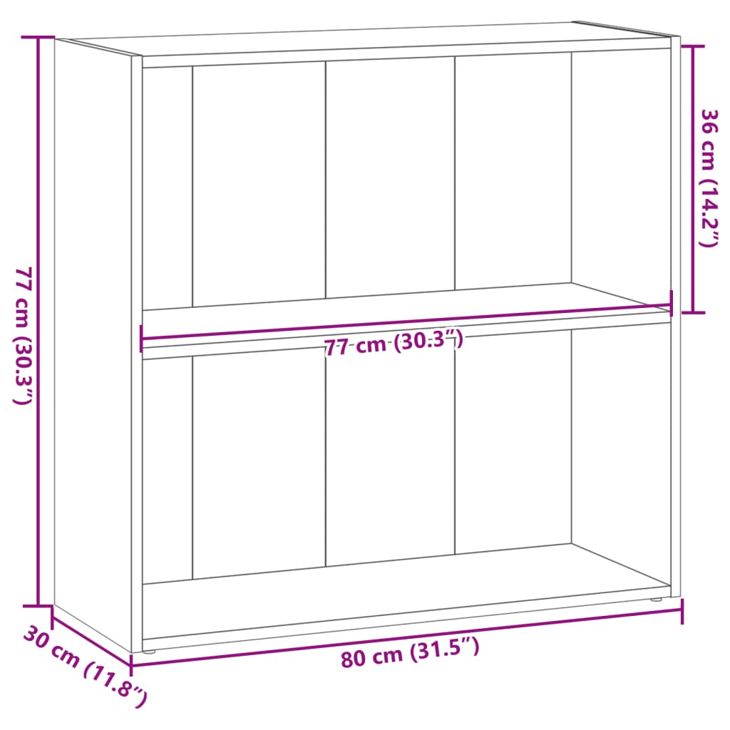 vidaXL Βιβλιοθήκη Γκρι Sonoma 80x30x77 εκ. από Επεξεργ. Ξύλο