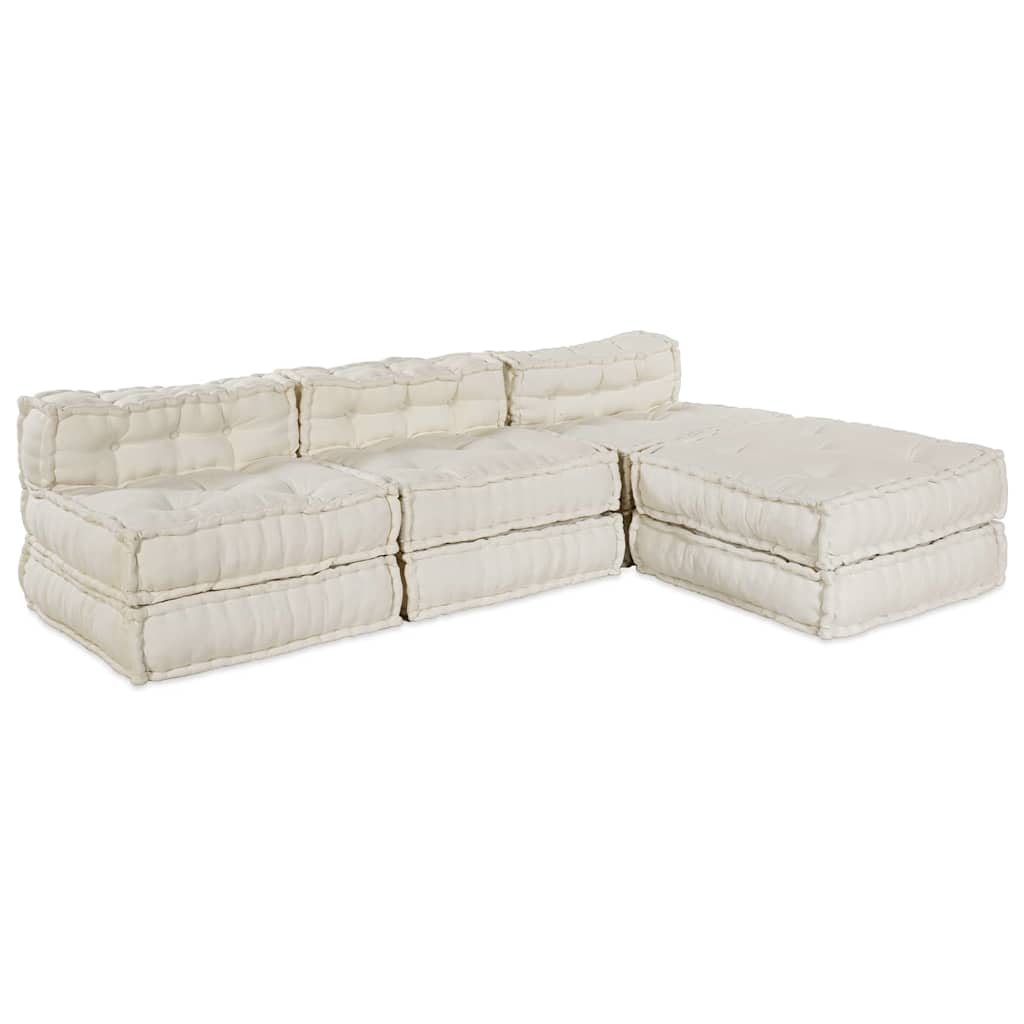 vidaXL Αρθρωτός Καναπές 4 pcs Κρεμ 70 x 70 x 56 εκ ύφασμα