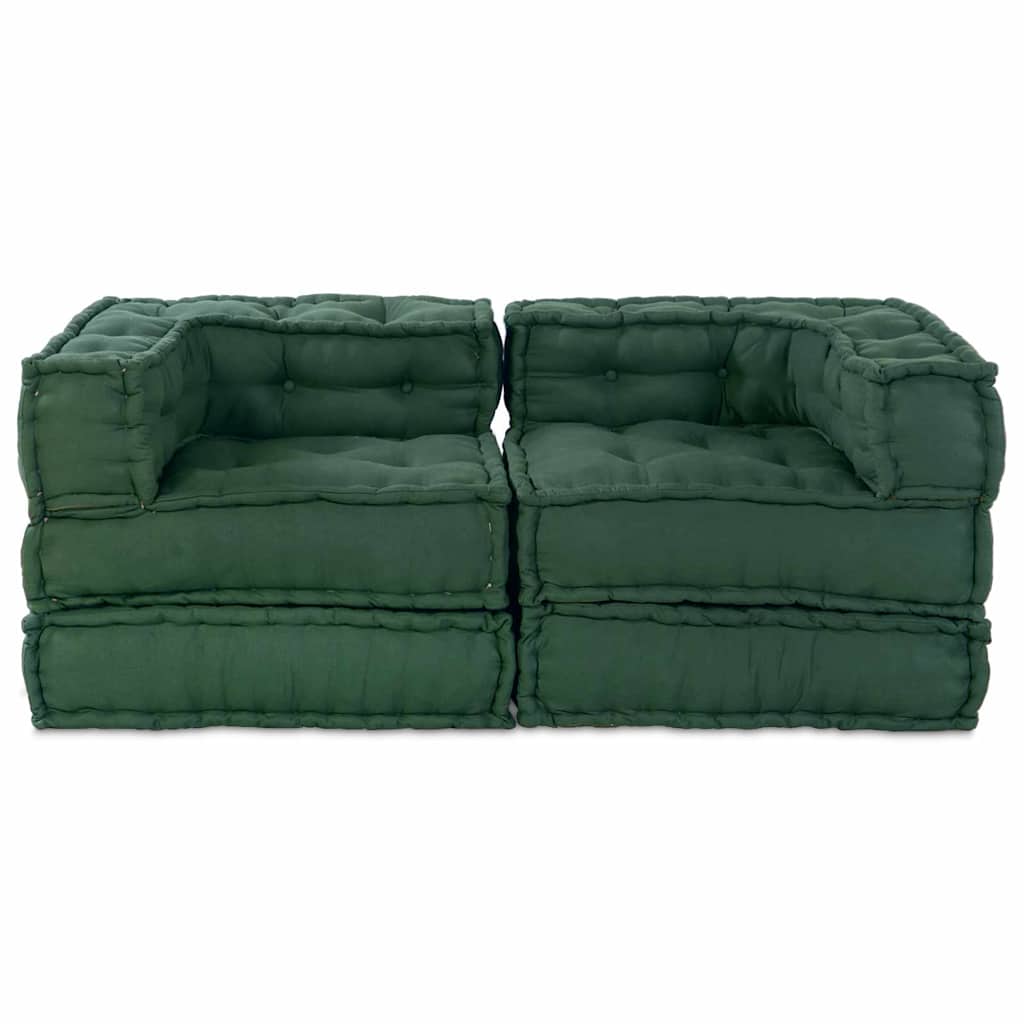 vidaXL Αρθρωτός Καναπές 2 pcs Πράσινο 70 x 70 x 56 εκ ύφασμα