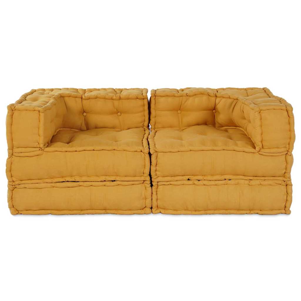 vidaXL Αρθρωτός Καναπές 2 pcs Κίτρινο 70 x 70 x 56 εκ ύφασμα
