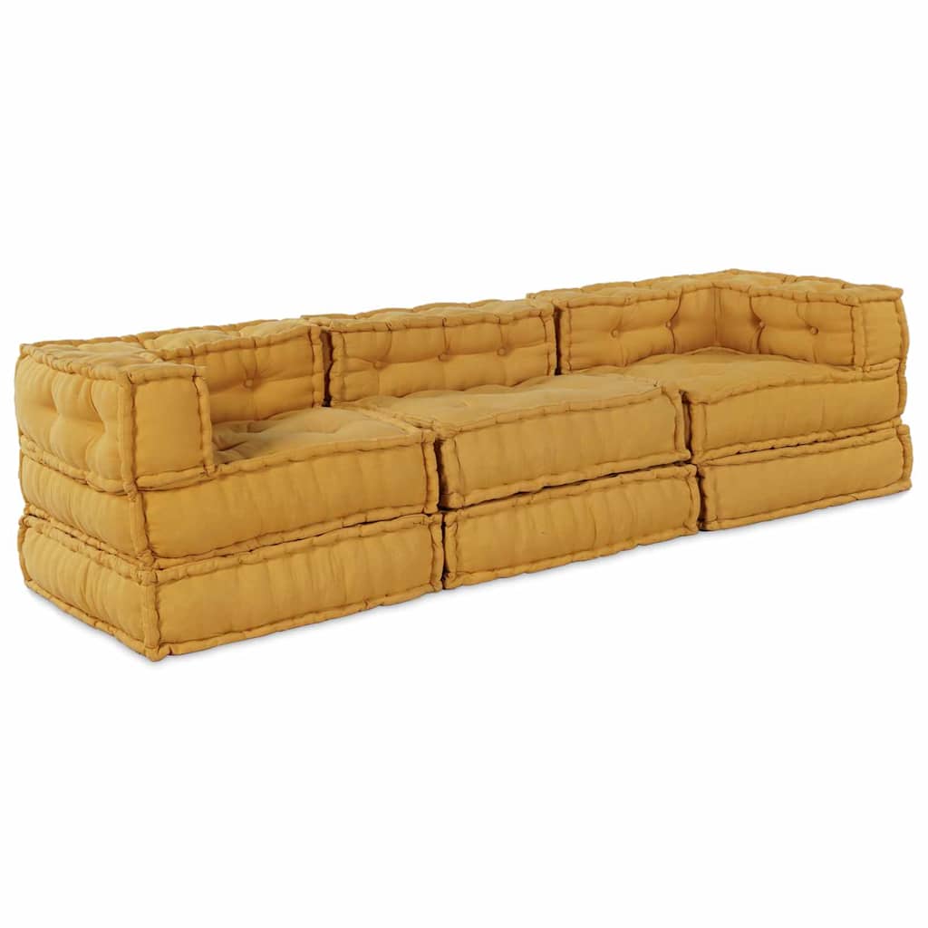 vidaXL Αρθρωτός Καναπές 3 pcs Κίτρινο 70 x 70 x 56 εκ ύφασμα