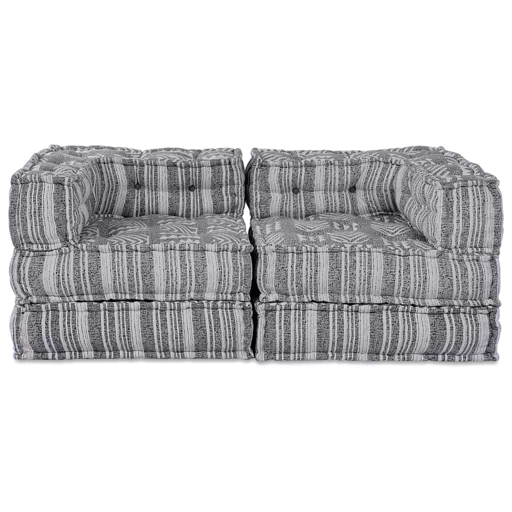 vidaXL Αρθρωτός Καναπές Ριγέ 2 pcs Γκρι 70 x 70 x 54 εκ ύφασμα