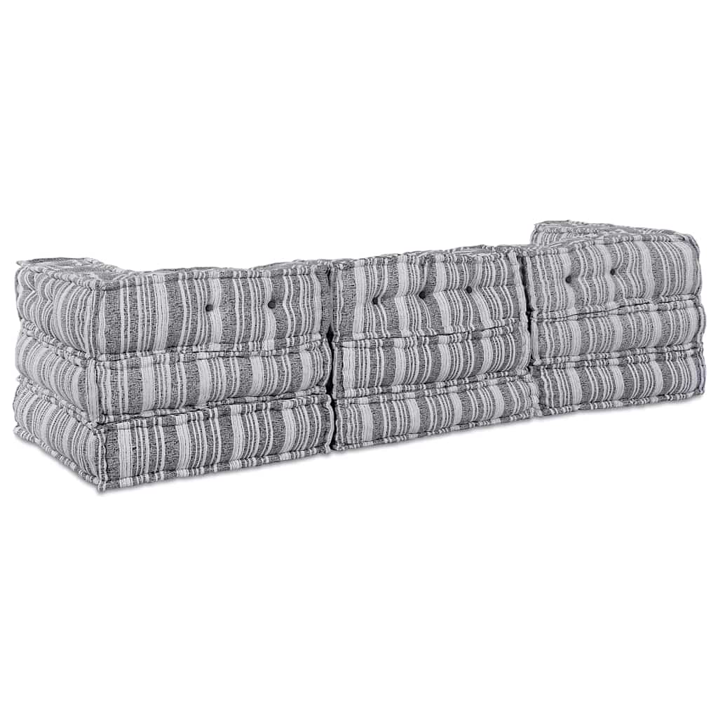 vidaXL Αρθρωτός Καναπές Ριγέ 3 pcs Ανοιχτό γκρι 70 x 70 x 56 εκ ύφασμα
