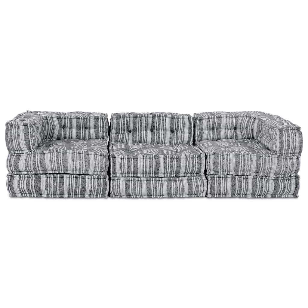 vidaXL Αρθρωτός Καναπές Ριγέ 3 pcs Ανοιχτό γκρι 70 x 70 x 56 εκ ύφασμα