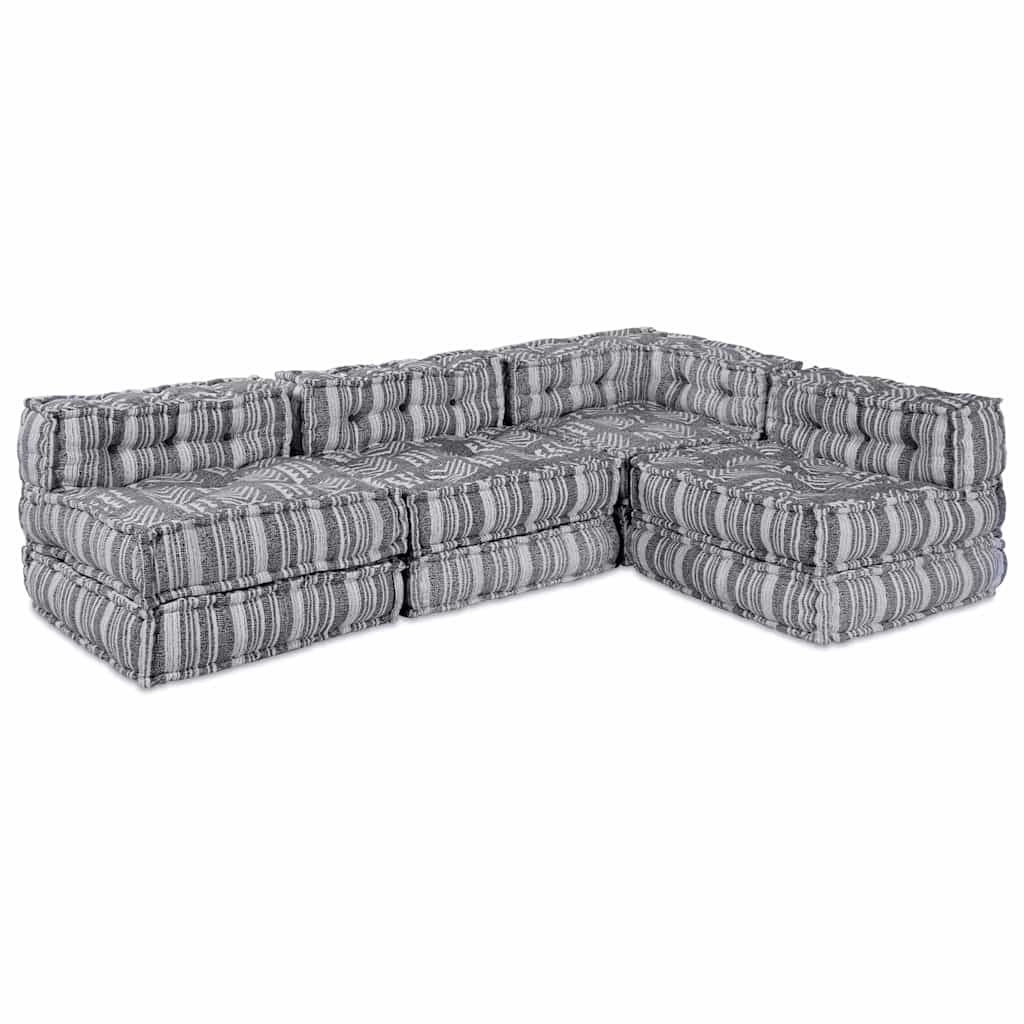 vidaXL Αρθρωτός Καναπές Ριγέ 4 pcs Ανοιχτό γκρι 70 x 70 x 56 εκ ύφασμα