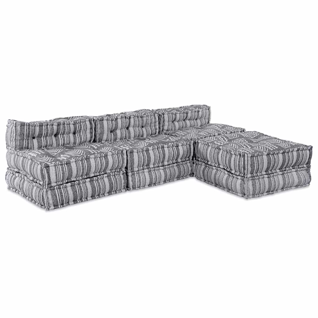 vidaXL Αρθρωτός Καναπές Ριγέ 4 pcs Ανοιχτό γκρι 70 x 70 x 56 εκ ύφασμα