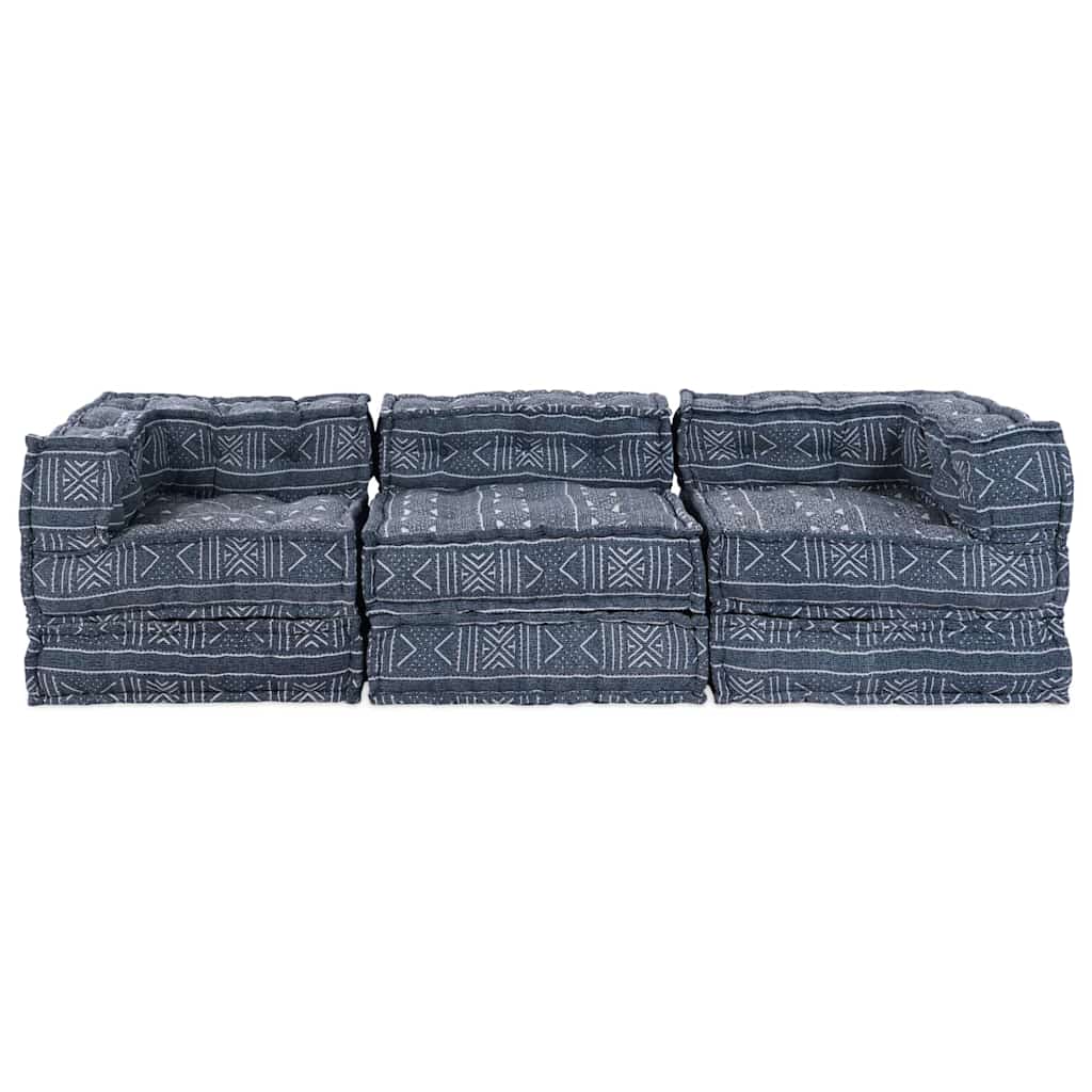 vidaXL Αρθρωτός Καναπές Γεωμετρικό 3 pcs Ινδικο 70 x 70 x 56 εκ ύφασμα