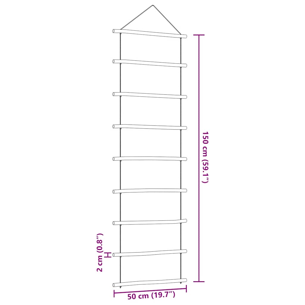 vidaXL Διακόσμηση τοίχου σε σχήμα σκάλας 50x150 cm Φυσικό κλαδί