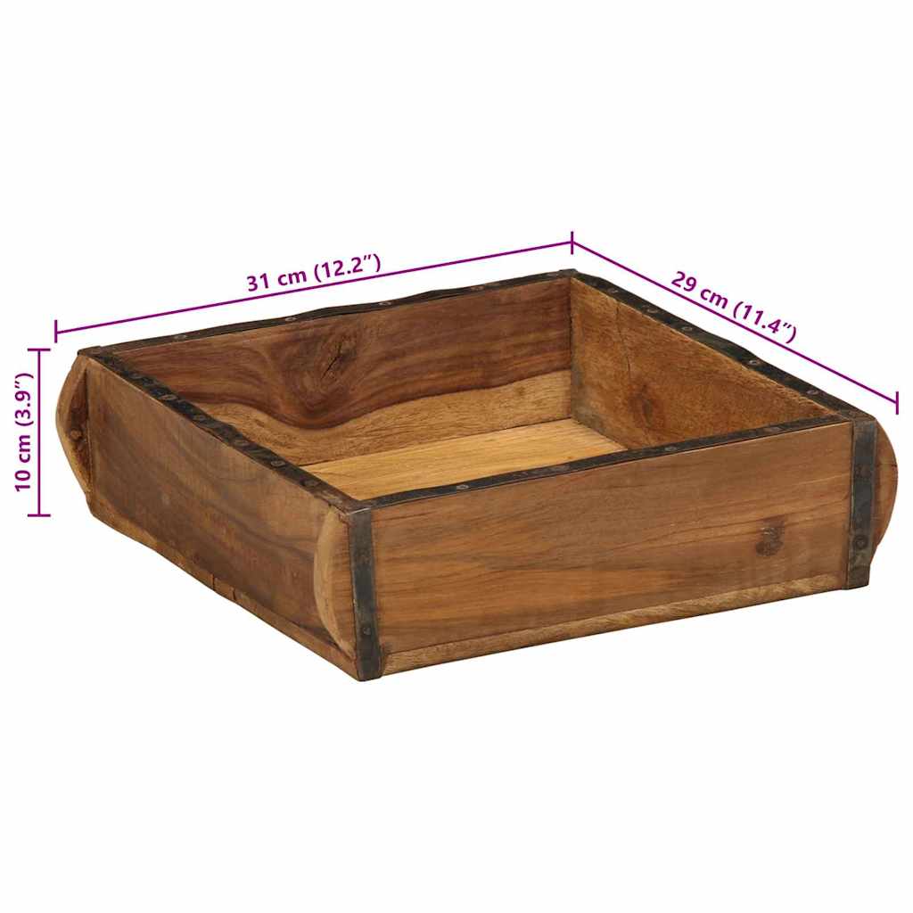 vidaXL Δίσκος με αποθήκευση Καφέ 29 x 31 x 10 εκ Στερεό Ανακτηθέν Ξύλο