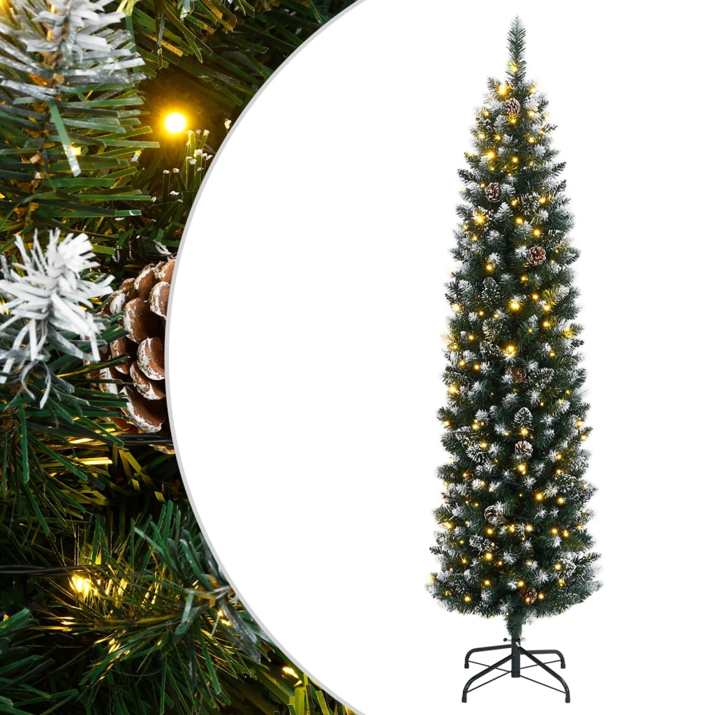 vidaXL Χριστουγεννιάτικο Δέντρο Slim Αρθρωτό με 300 LED 180 εκ.