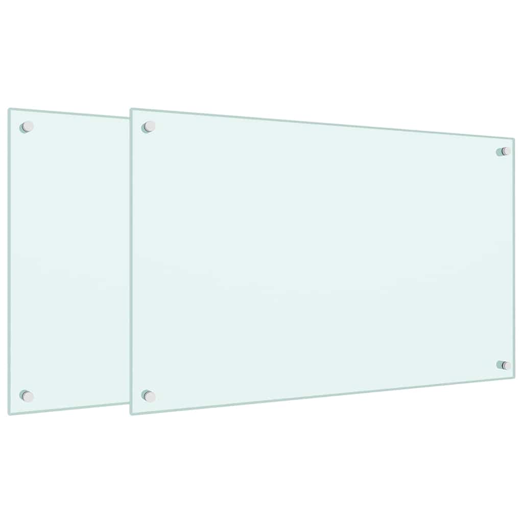 vidaXL Πλάτες Κουζίνας 2 τεμ. Λευκές 80x50 εκ. από Ψημένο Γυαλί