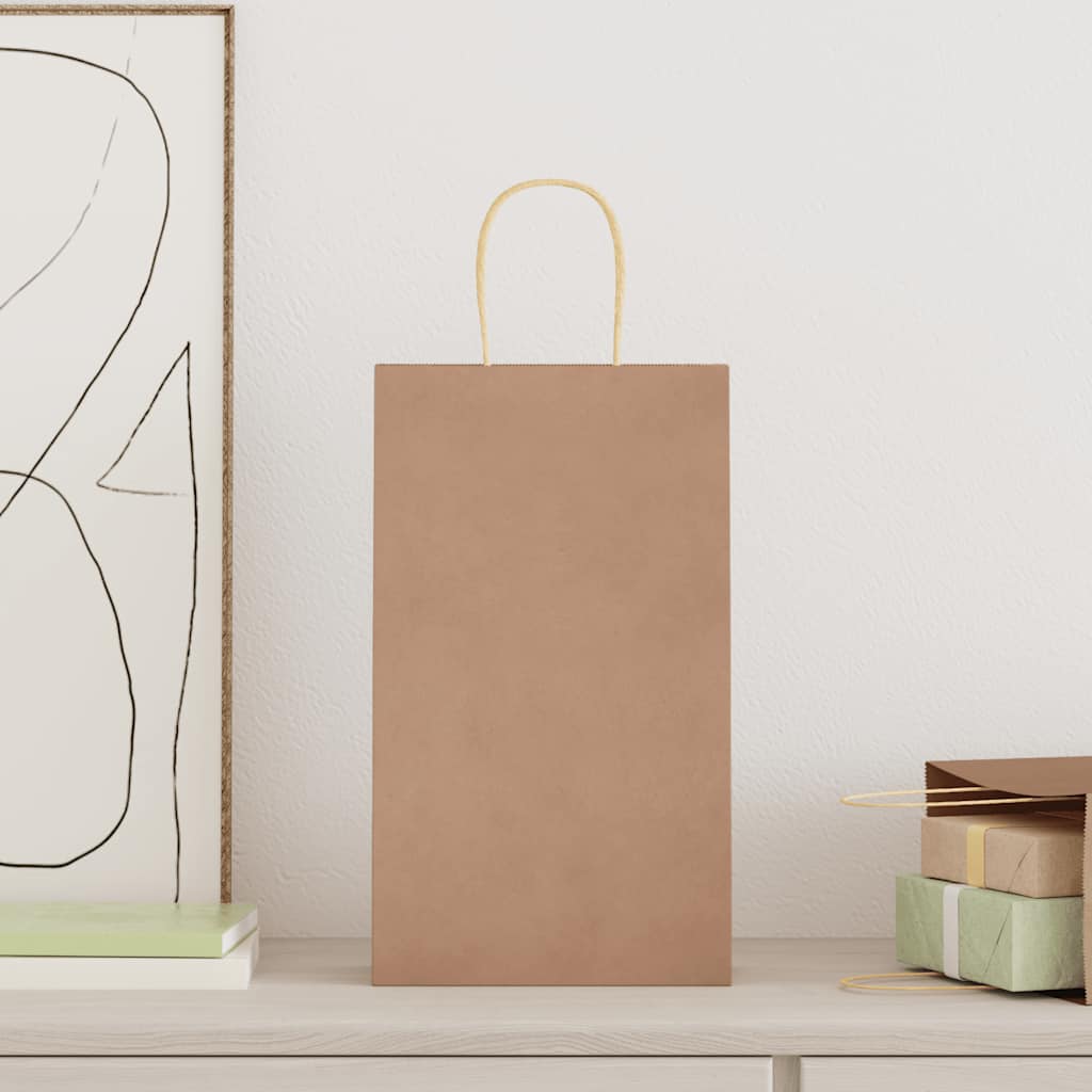 vidaXL Χάρτινες σακούλες 50 τεμάχια με χερούλια Καφέ 21x11x36 εκ.