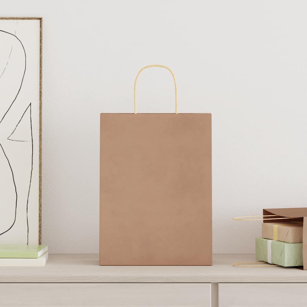 vidaXL Χάρτινες σακούλες 50 τεμάχια με χερούλια Καφέ 26x12x35 εκ.