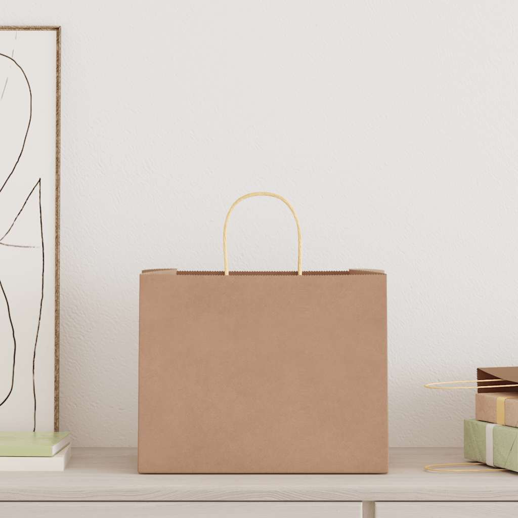 vidaXL Χάρτινες σακούλες 250 τεμάχια με χερούλια Καφέ 32x22x24 εκ.